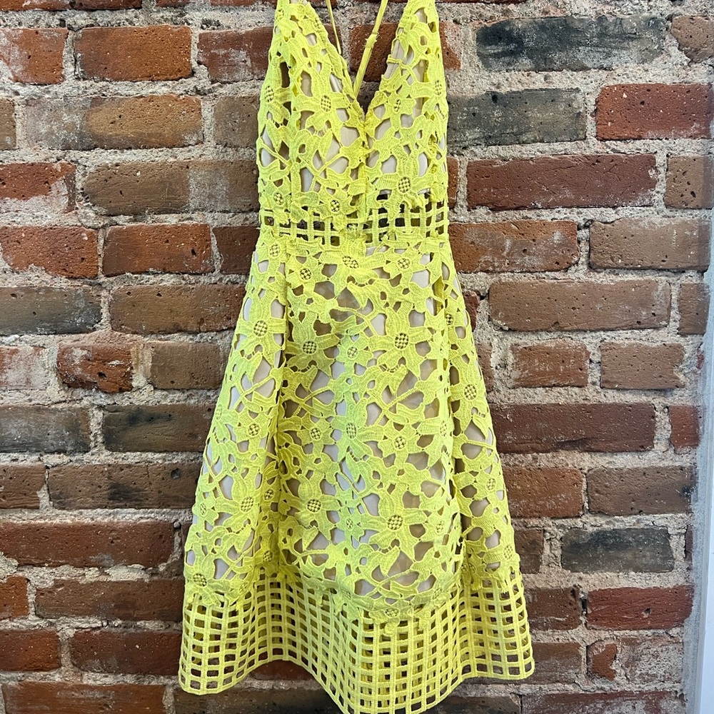 Lovers & Friends - Yellow Bellini Cutout Lace Dress